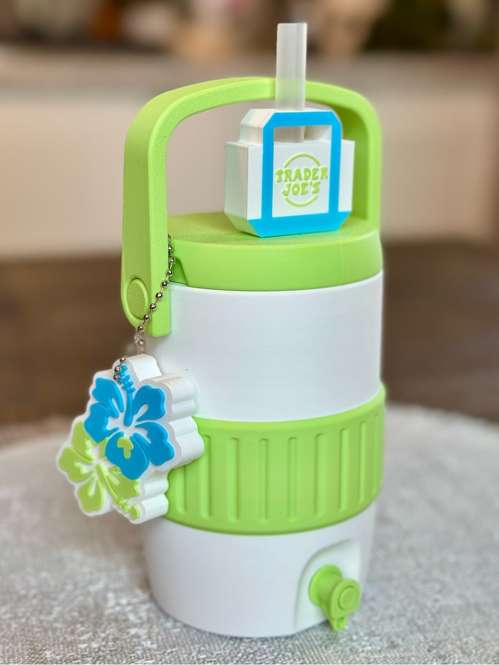 Trader Joe's Themed Can Cooler with Straw Topper and Hibiscus Tab Opener